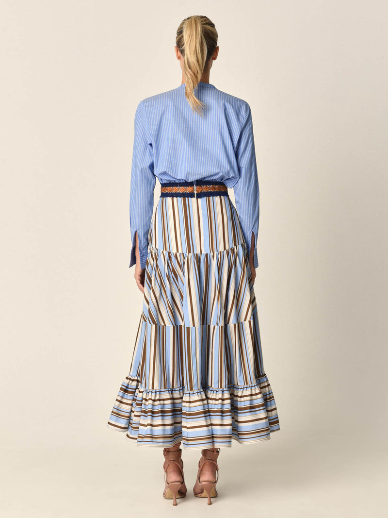 Claire Tiered Stripe Skirt