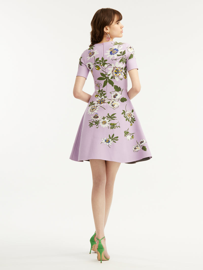 Passionfruit Flower Print Knit Dress