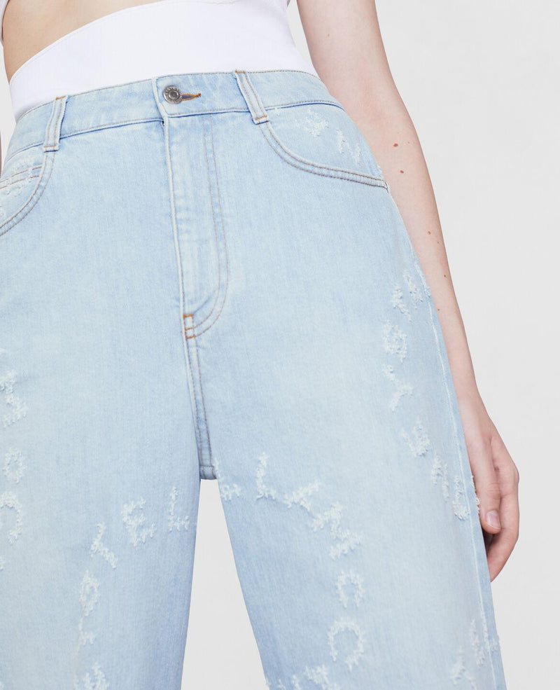 Laser Logo Cropped Denim Trouser