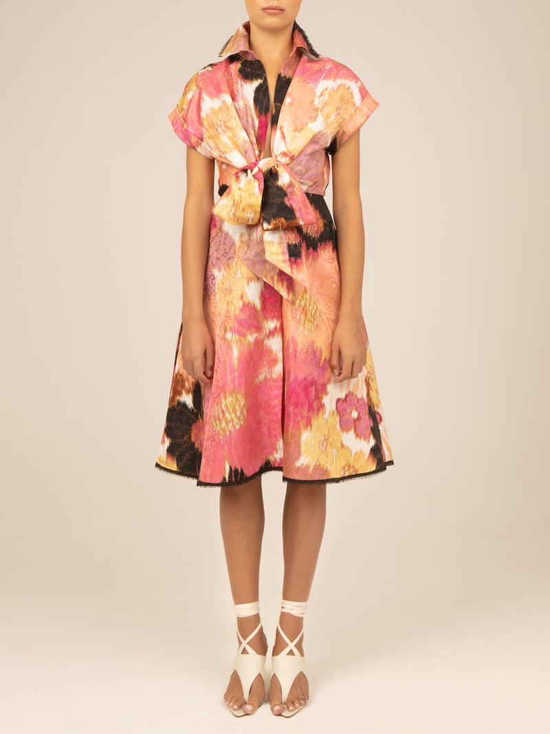 Paloma Floral Jacquard Wrap Dress