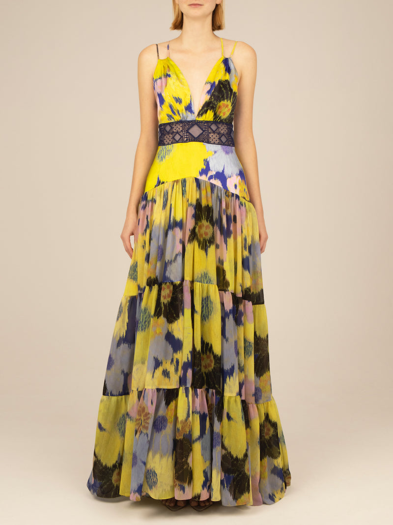 Lilibeth Floral Silk Maxi Dress