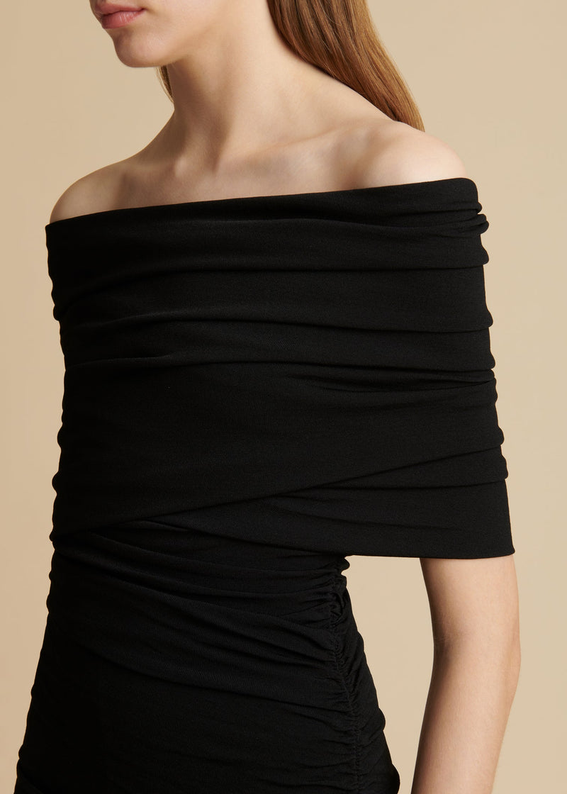 Aerica Ruched Off-The-Shoulder Dress