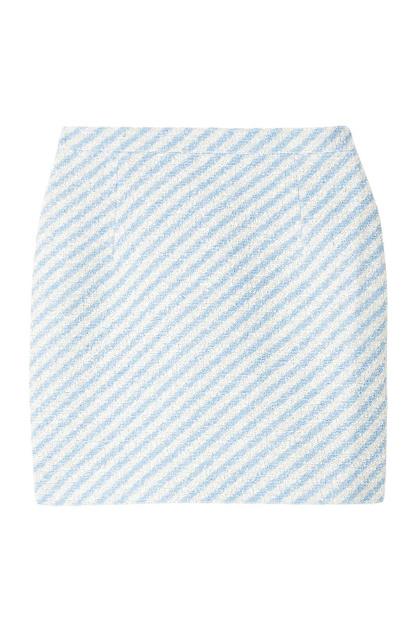 Striped Cotton Blend Tweed Mini Skirt
