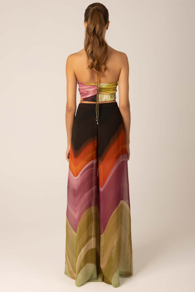 Benedetto Abstract-Print Chiffon Wide-Leg Pants