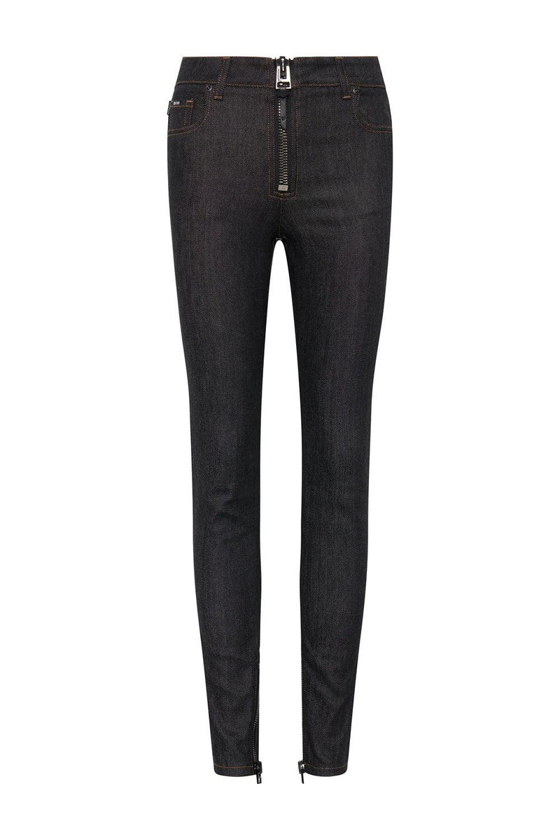 Exposed Zipper Slim Fit Jeans