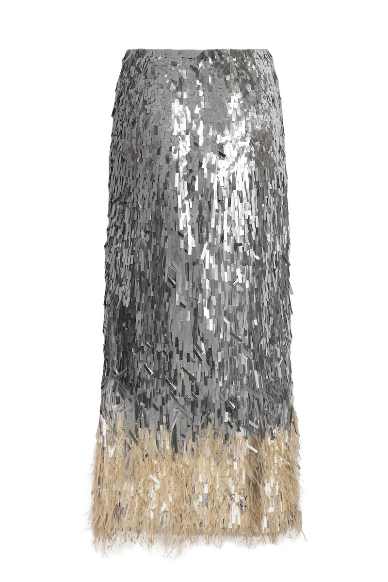 Sophisticated Rhythm Sequin And Feather Skirt