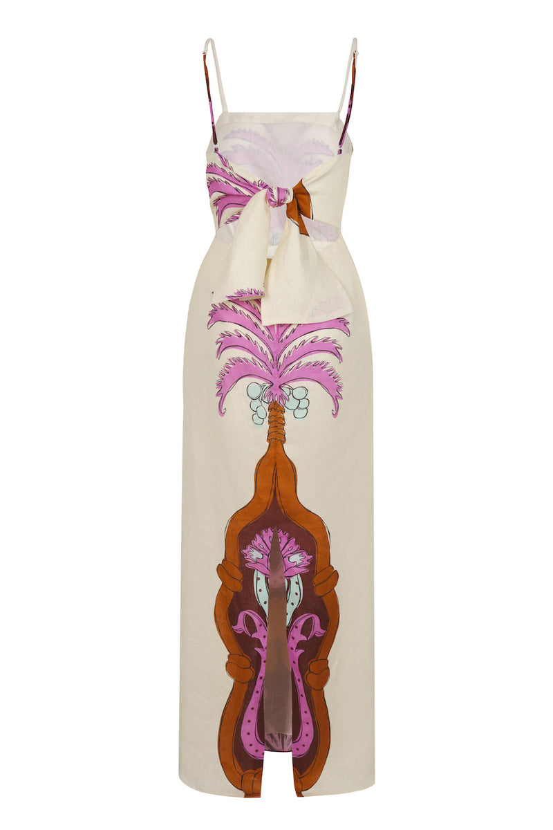 Andean Mythology Linen Maxi Dress