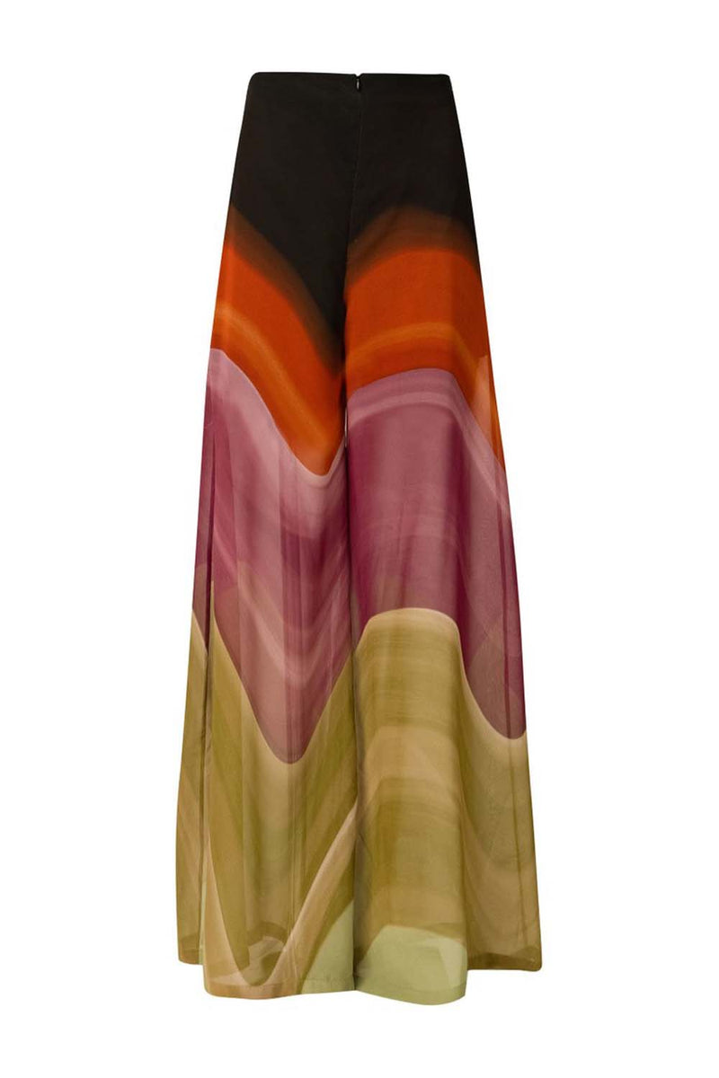 Benedetto Abstract-Print Chiffon Wide-Leg Pants