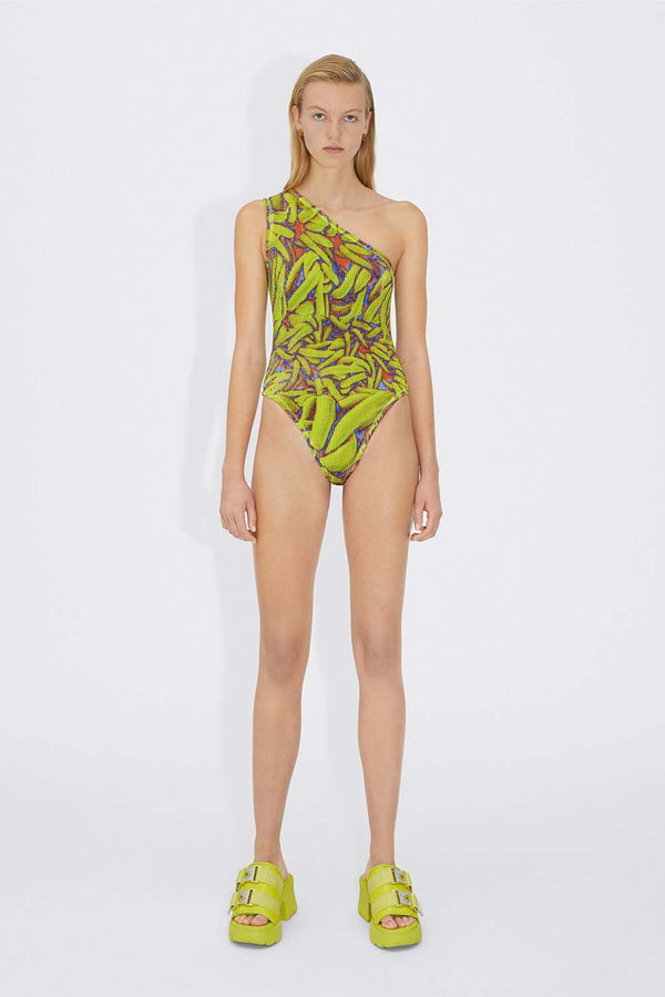 Banana Print Crinkle Swimsuit