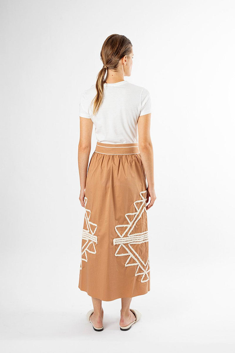 Foreign Expedition Embroidered Midi Skirt