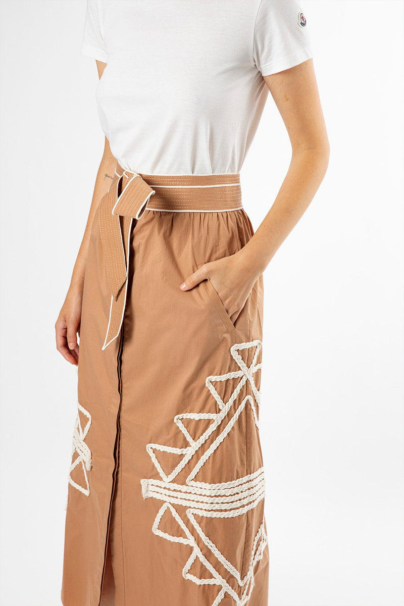 Foreign Expedition Embroidered Midi Skirt