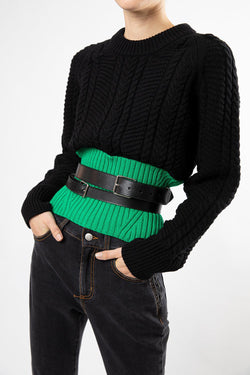 Bi-Colour Cable Knit Jumper