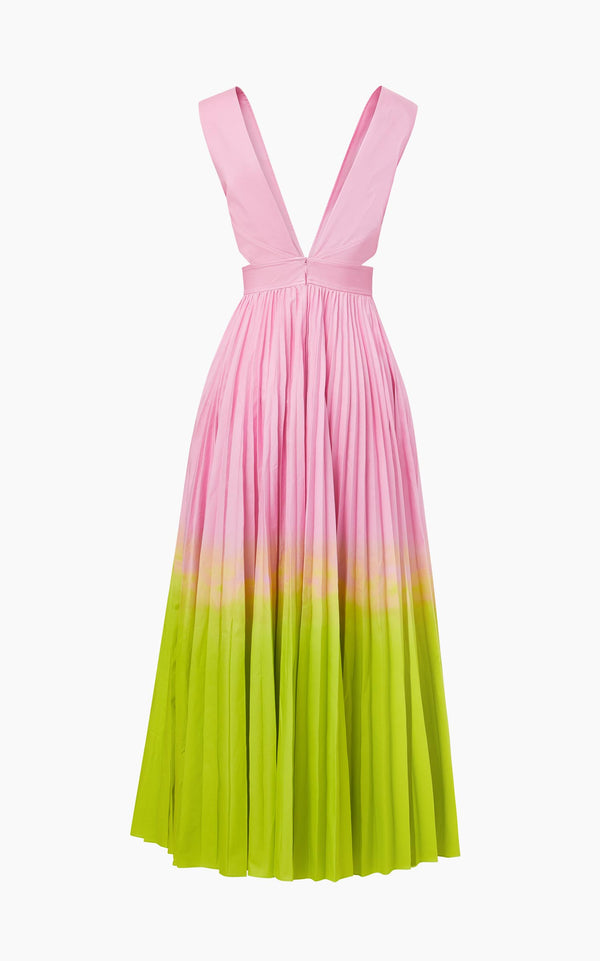 Cross-Front Dress With Pleated Skirt
