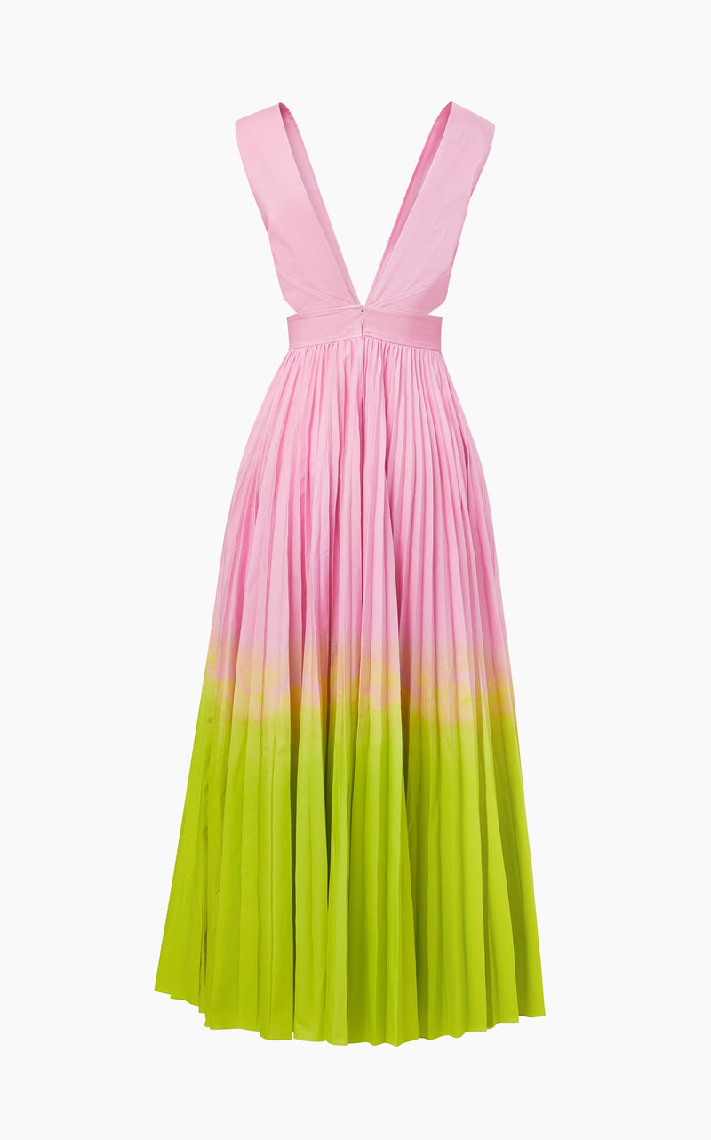Cross-Front Dress With Pleated Skirt