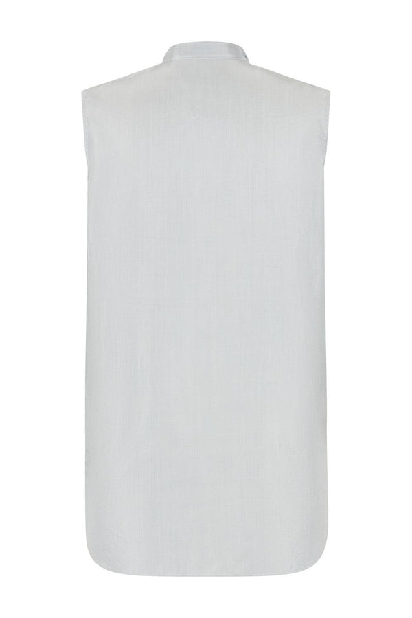 Sleeveless Silk Blouse with Plastron