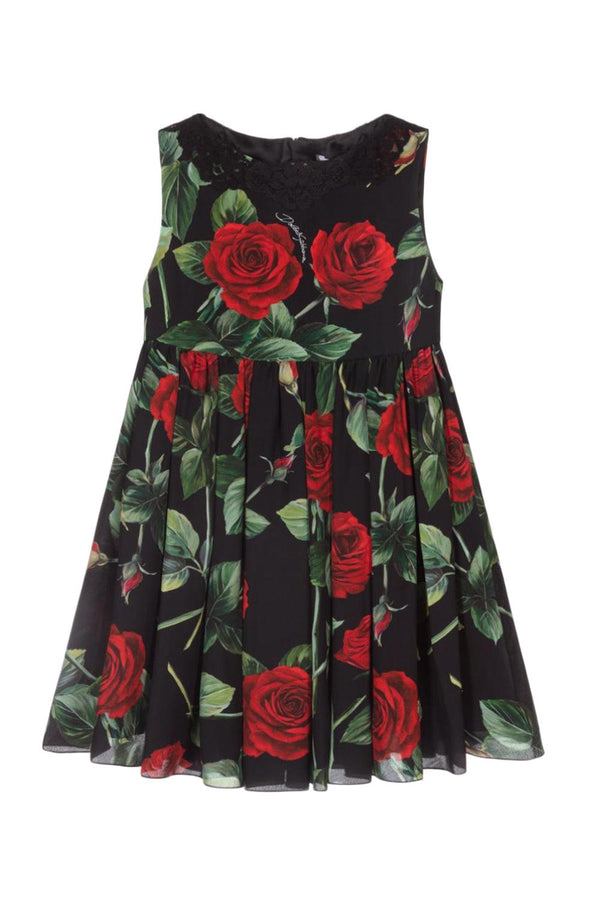 Sleeveless Rose Print Dress