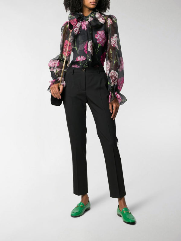 Floral Print Silk Organza Blouse