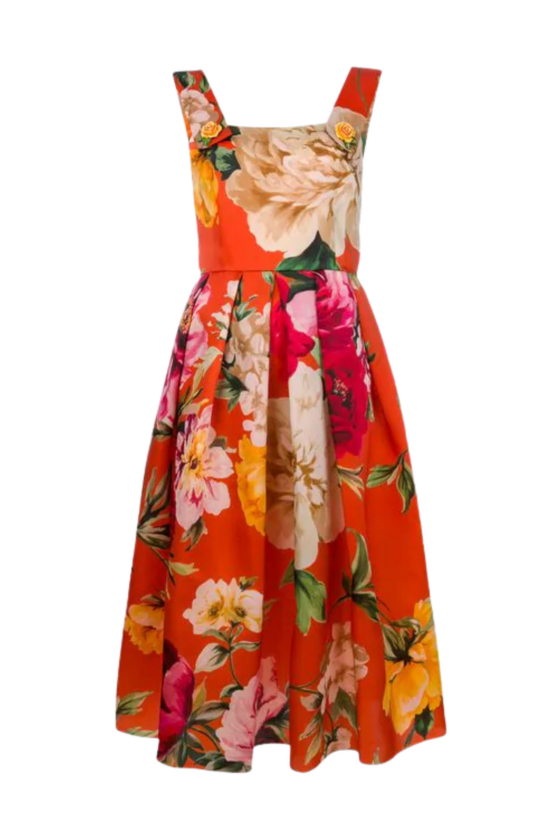 Orange Floral Dress