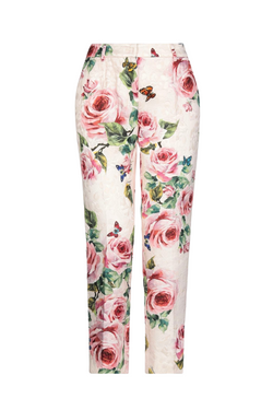 Floral Print Brocade Pants