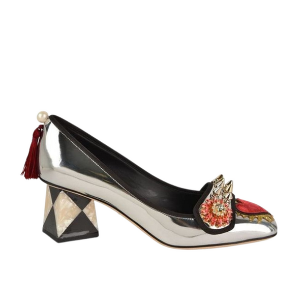 Dolce and gabbana silver heels cheap