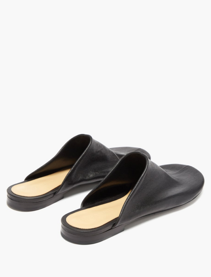 Dot Sock Backless Leather Loafers