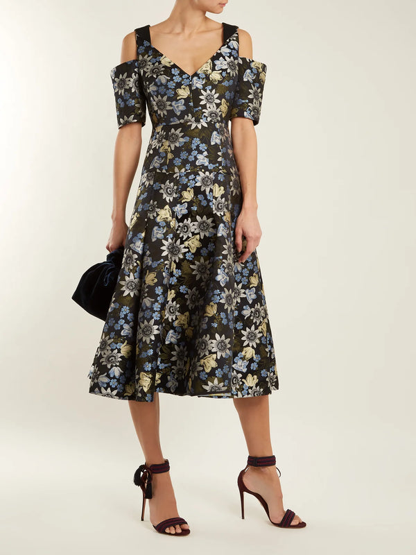Yamal Passionflower Jacquard Print Dress