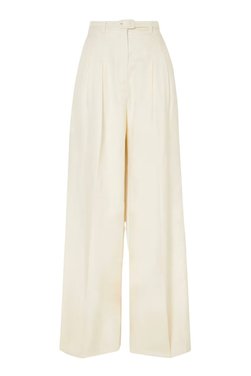 Vargas Belted Silk-Twill Wide-Leg Pants