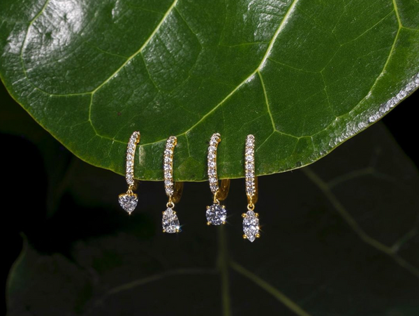Huggie 18-Karat Gold Pave Drop Earring