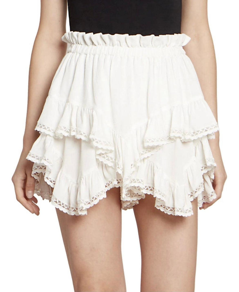 White Mini Ruffle Skirt