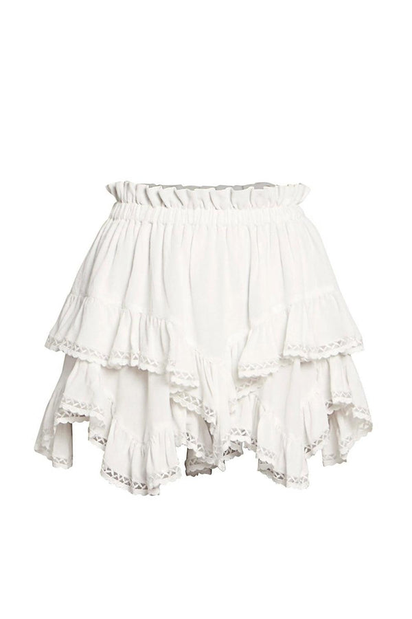 White Mini Ruffle Skirt