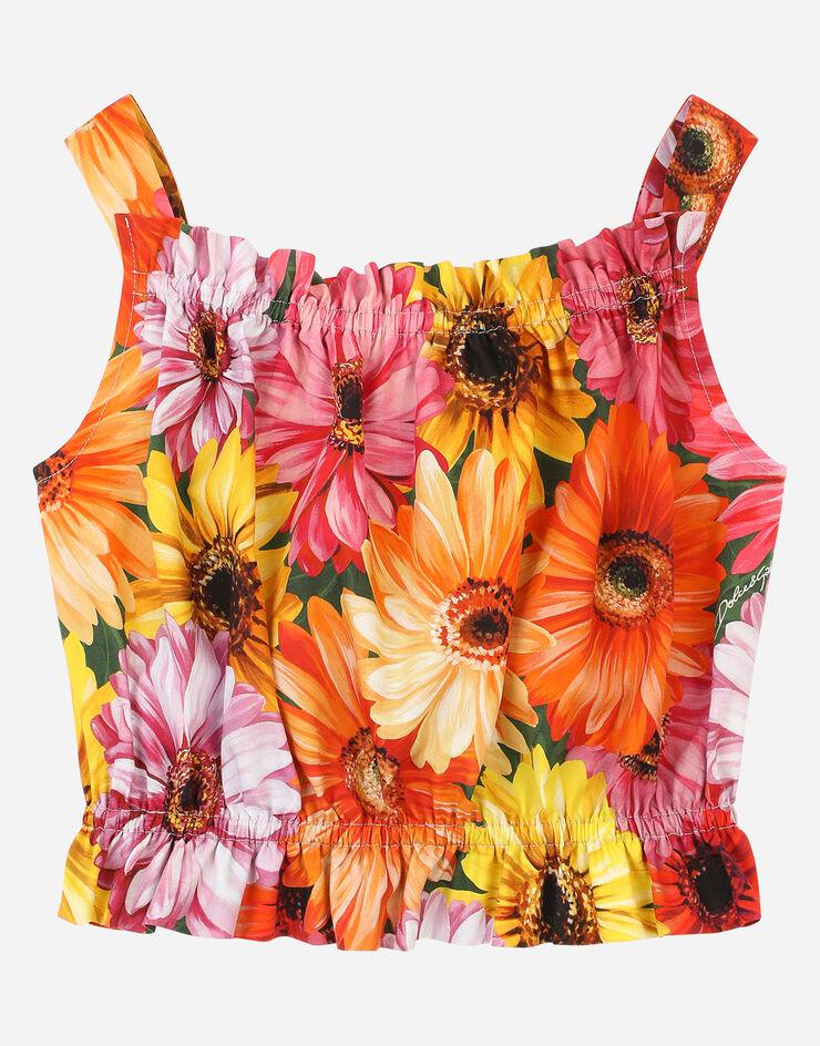 Poplin Top with Gerbera-Daisy Print