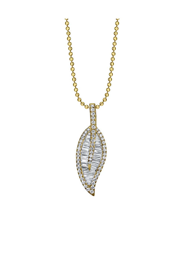 Large Palm Leaf 18-Karat Gold Diamond Necklace