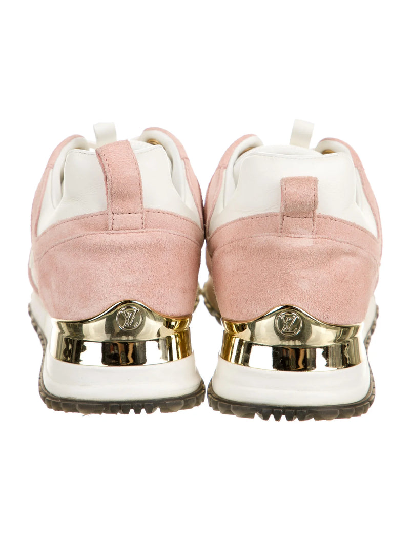 Louis Vuitton Pink/White Mesh And Suede Run Away Low Top Sneakers