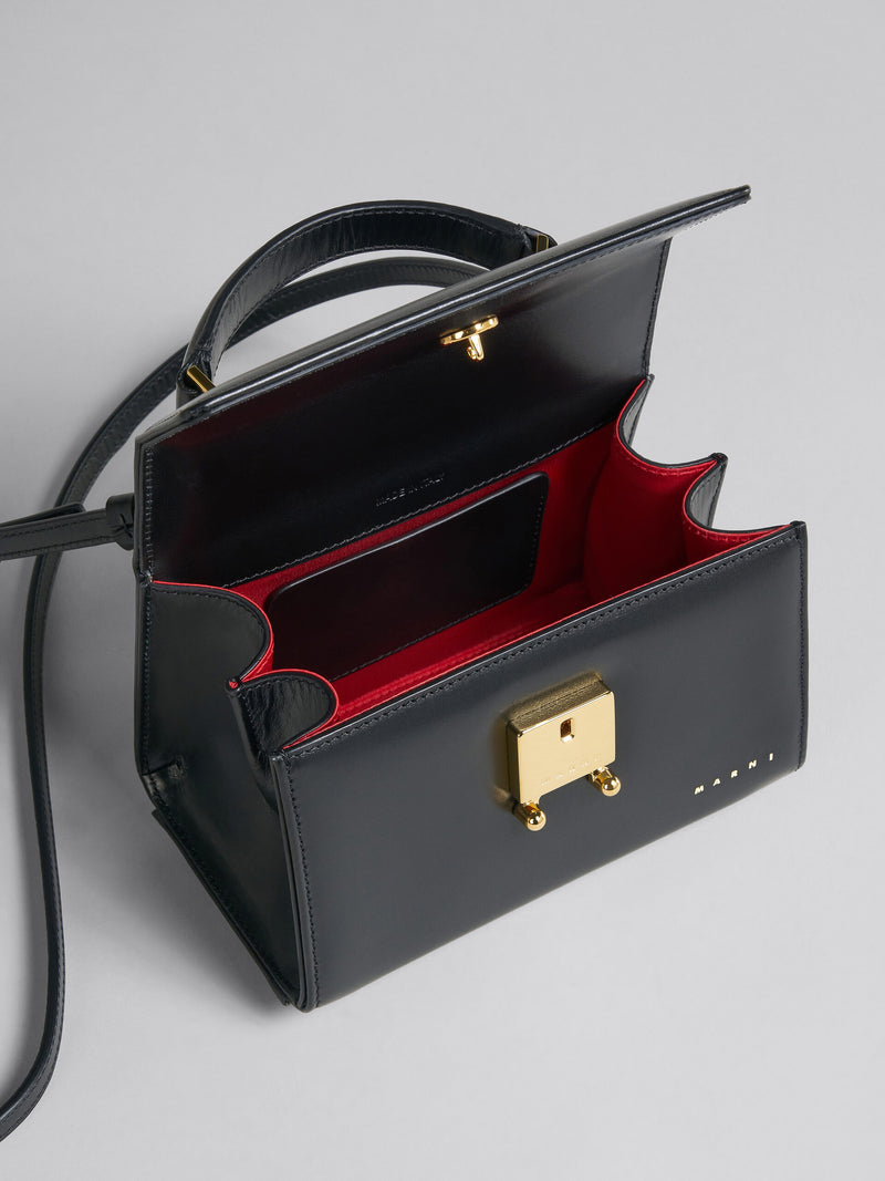 Marni Mini Soft Trunk Smooth Leather Bag in Black