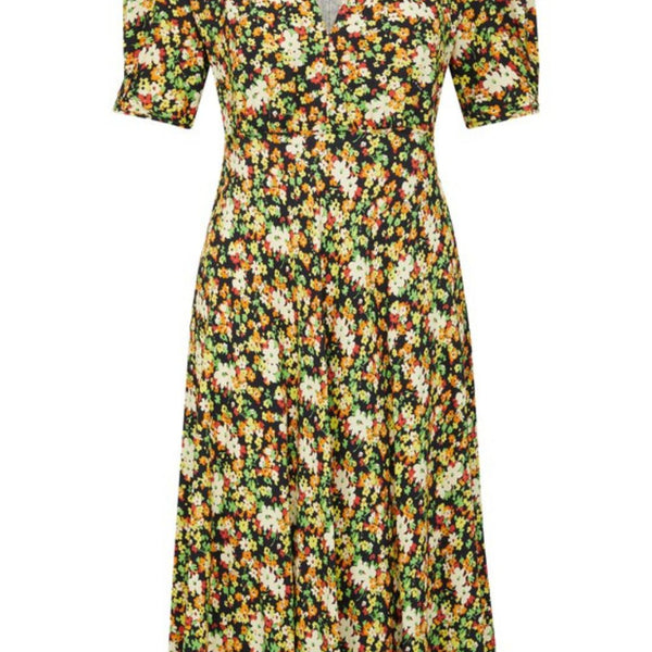 Warehouse midi dress in yellow paisley print top