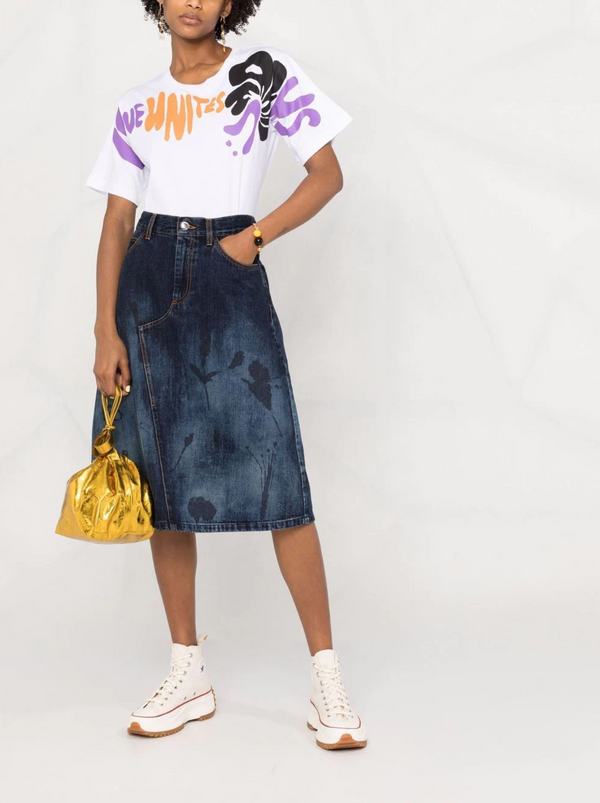 Floral Printed Denim Skirt