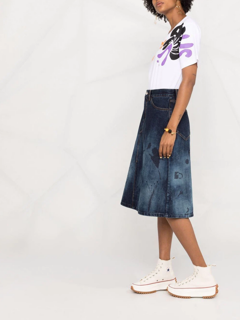 Floral Printed Denim Skirt