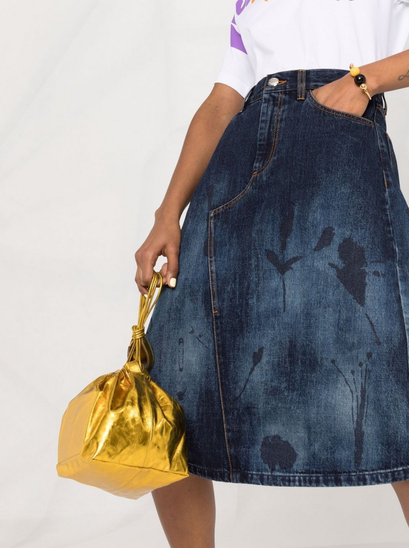 Floral print denim skirt discount