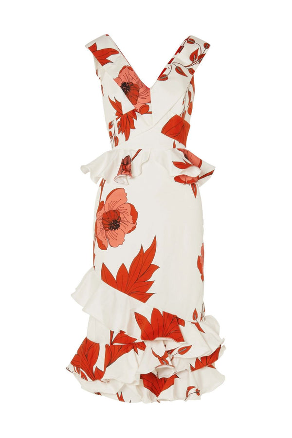 Martinique Ruffled Printed Cotton-Blend Midi Dress