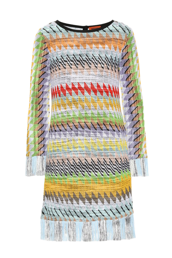 Long-sleeve Fringe Detail Dress