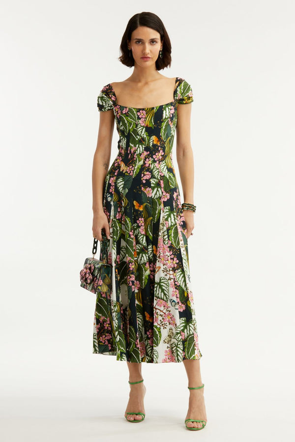 Mixed Botanical Cady Inset Dress
