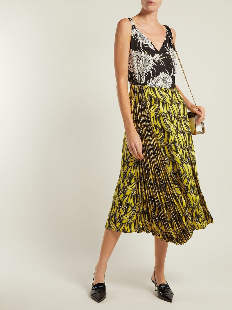 Banana Print Midi Dress