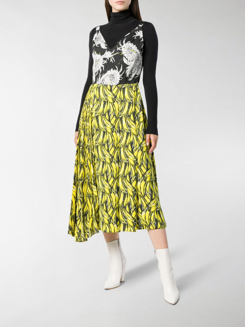 Banana Print Midi Dress