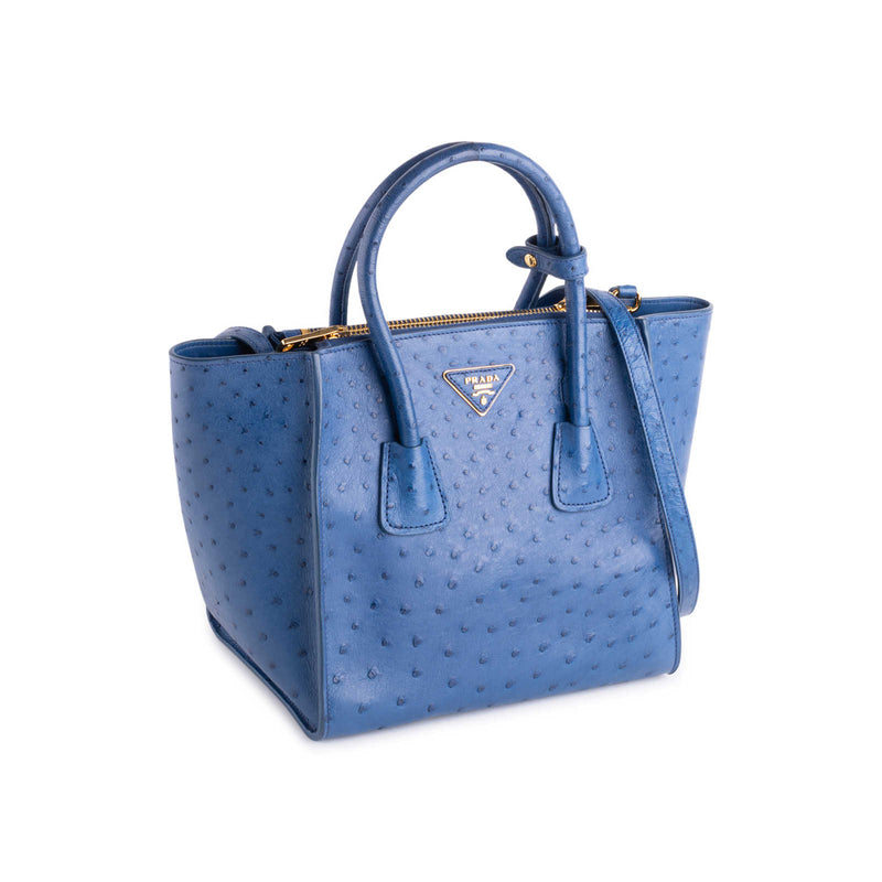 Prada Bag in Voyage Blue Ostrich Leather With Turnlock - RARE Handbag –  Essex Fashion House