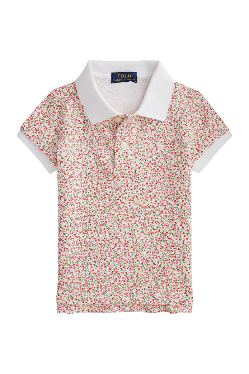 Floral Stretch Mesh Polo T-Shirt