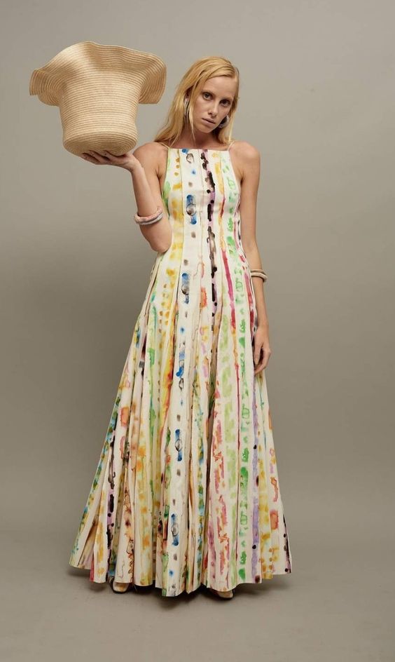 rosie assoulin million pleats dress Rosie Assoulin Million Pleats V Neck Dress In Natural - 85% Off