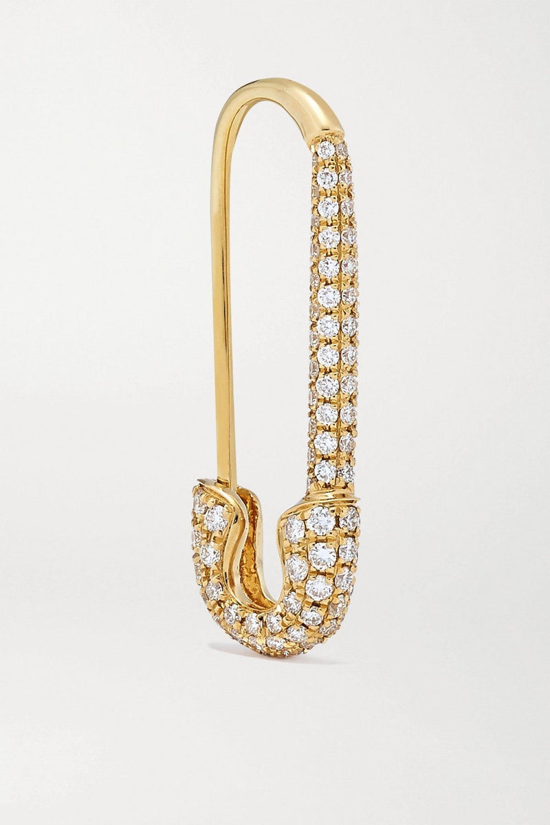 Safety Pin 18-Karat Gold Diamond Earring
