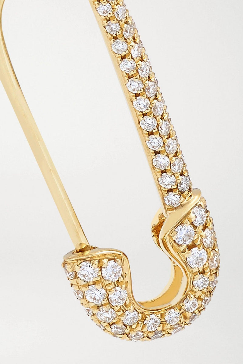 Safety Pin 18-Karat Gold Diamond Earring