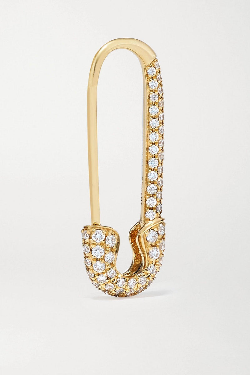Safety Pin 18-Karat Gold Diamond Earring