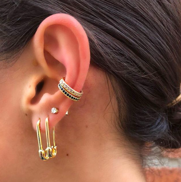 Safety Pin 18-Karat Gold Earring